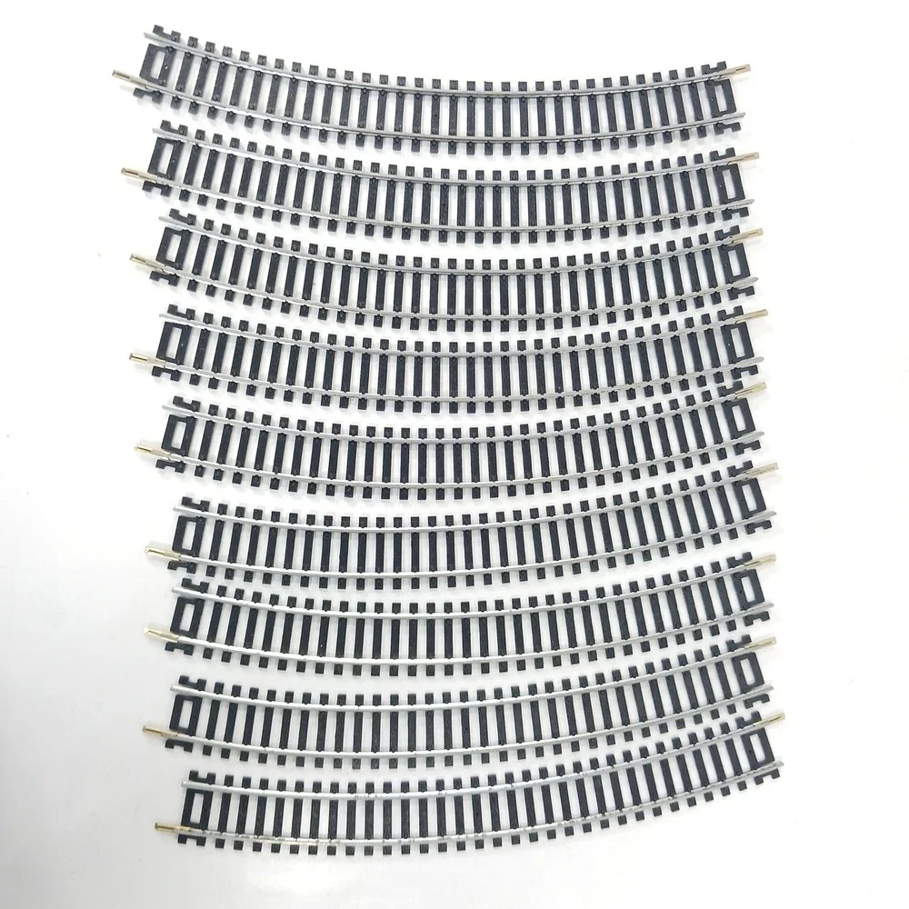 HO Scale Curved Model Train Track Lot Silver Rails Black Ties 9 Inch ppc